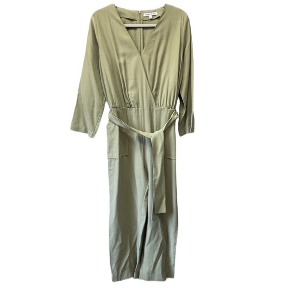 Elizabeth and James Olive Crossover Belted Jumpsuit Pockets Sz M - Picture 1 of 11